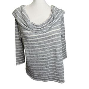 Lane Bryant NWOT, Grey White Striped Cowl Sweater 22/24